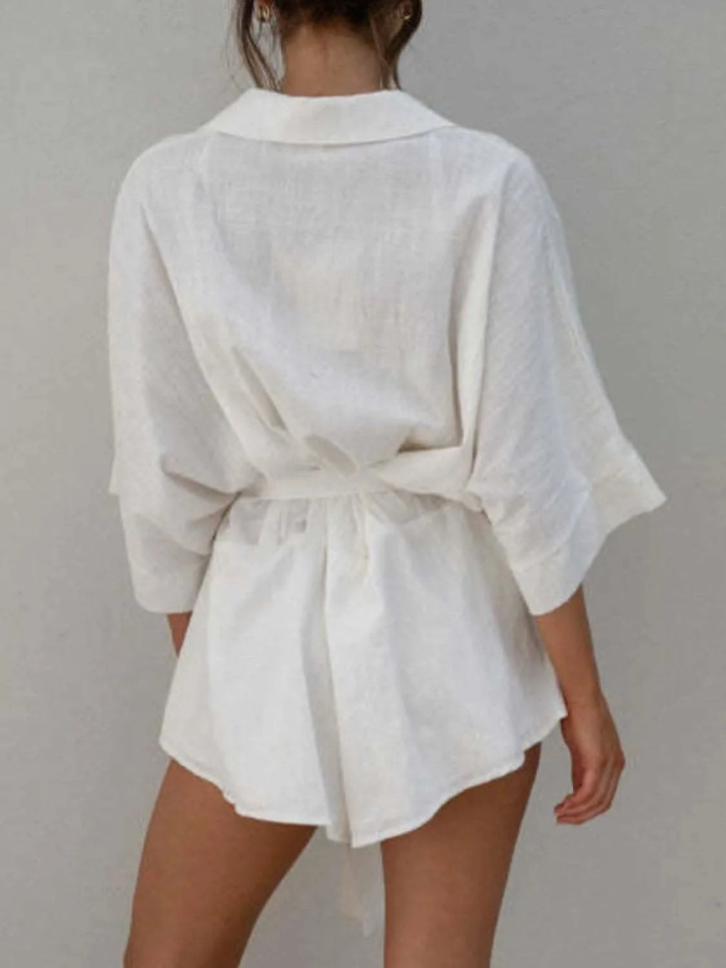 Collared Neck Half Sleeve Romper - SwagglyLife Home & Fashion