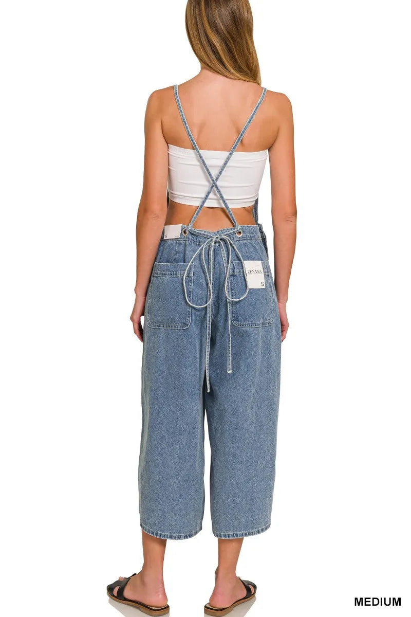 Zenana Denim Medium Washed Wide Leg Overalls in - photo