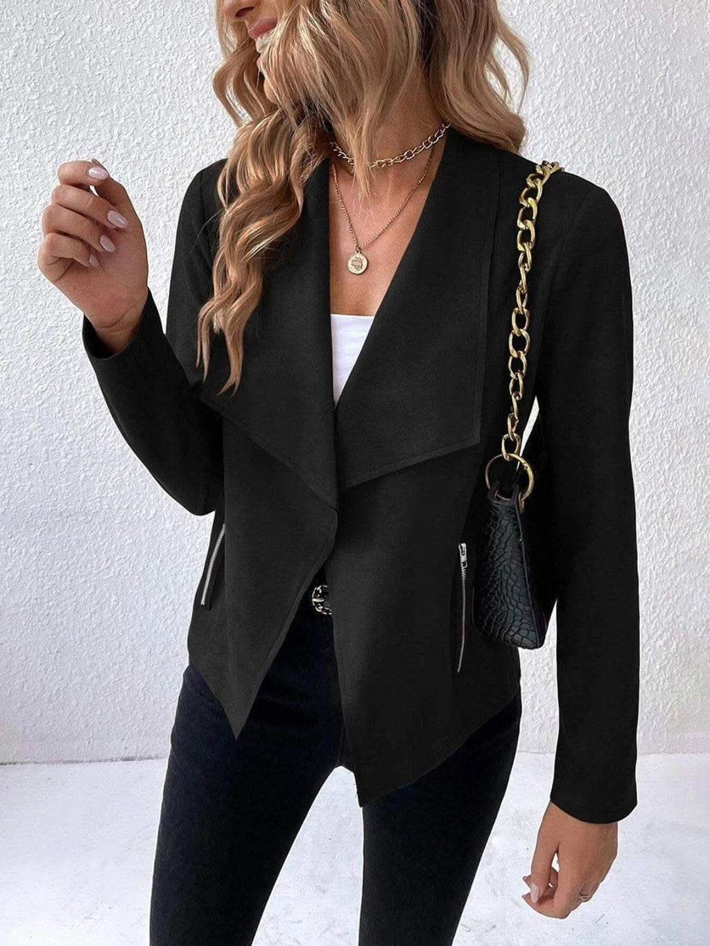 Collared Neck Long Sleeve Jacket in - Jackets photo
