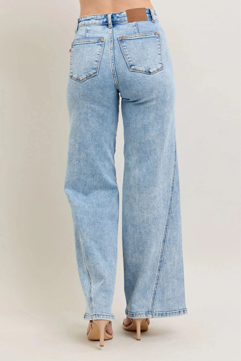 Judy Blue Full Size High Waist Wide Leg Jeans with Skewed Inseam Plus Size in - photo