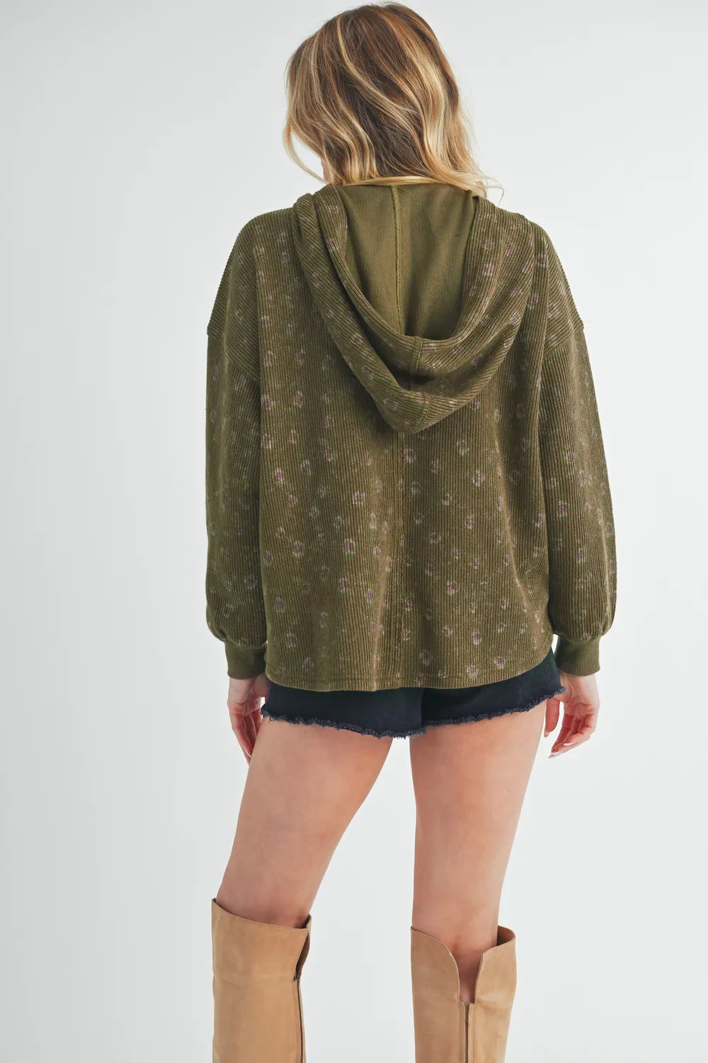 Aemi + Co Floral Button Up Hooded Jacket in - photo