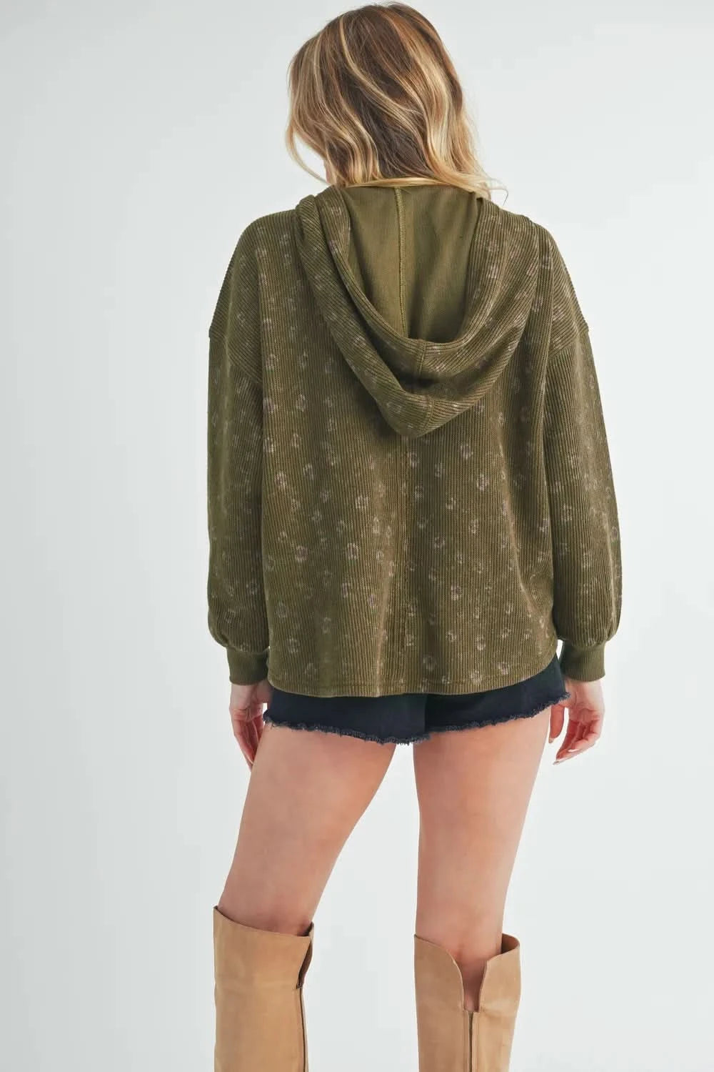 Aemi + Co Floral Button Up Hooded Jacket in - photo