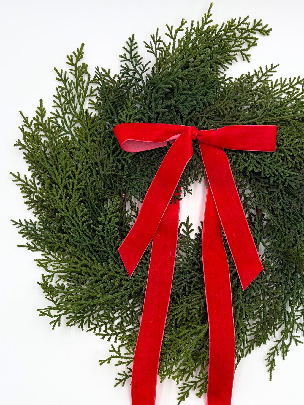 Traditional Red Mini Cedar Cabinet Wreaths with Ribbon in - Wreath photo