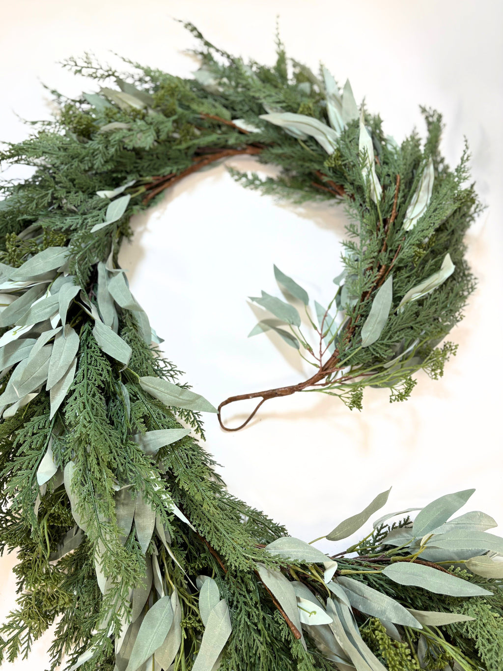 9’ Artificial Real-Touch Cedar and Long Leaf Eucalyptus Garland in - Garland photo