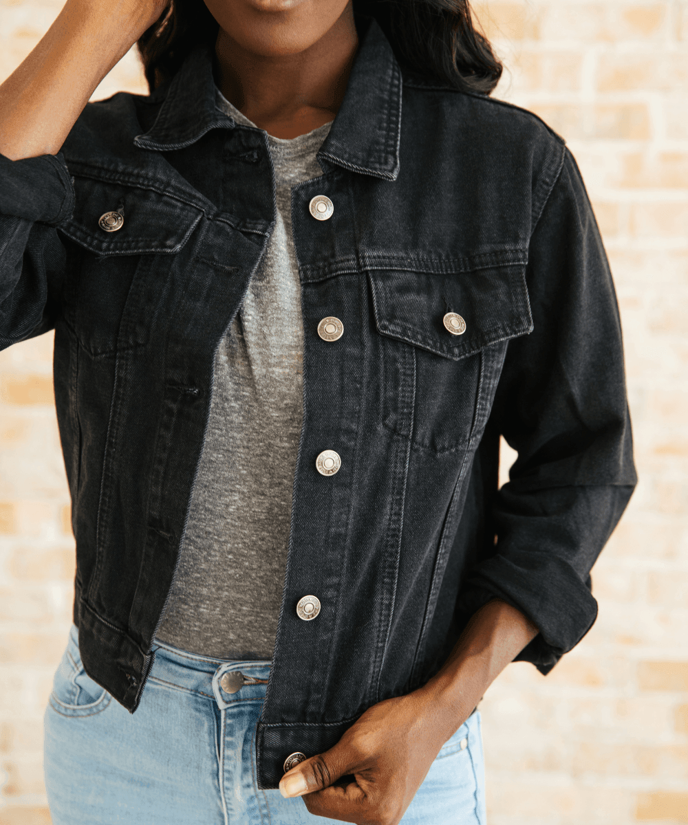 Black Denim Mama Jacket in - Clothing photo