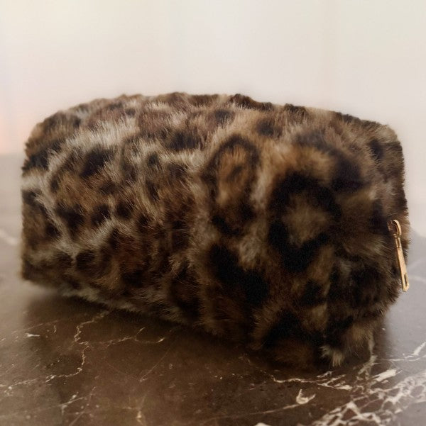 Furly Leopard Cosmetic Case – Stylish and Soft Structured - SwagglyLife Home & Fashion