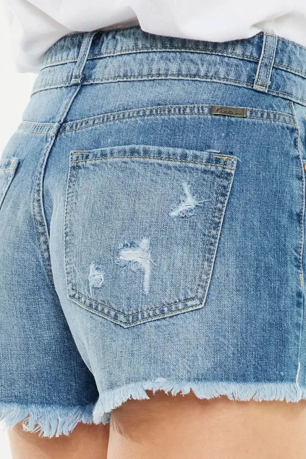 Kancan Full Size High Rise Raw Hem Denim Shorts in - photo