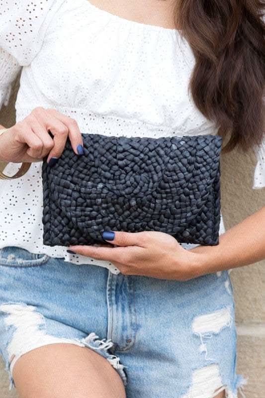 Fold Over Straw Clutch - SwagglyLife Home & Fashion