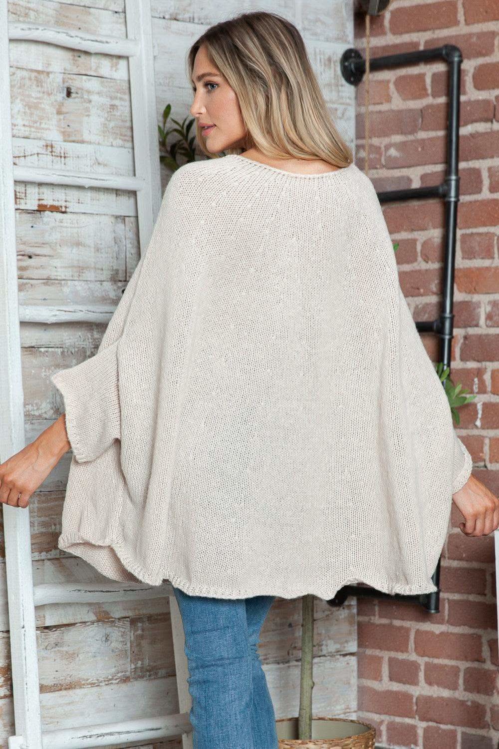 Round Neck Batwing Sleeve Sweater - SwagglyLife Home & Fashion