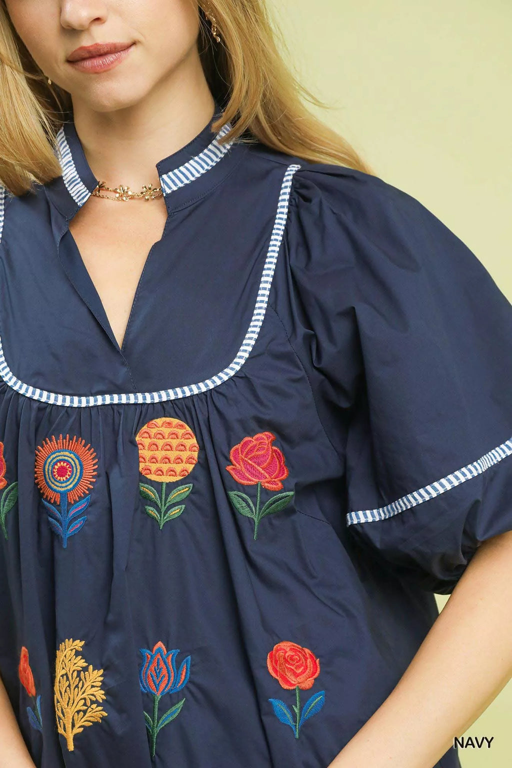 Umgee Embroidered Floral Puff Sleeve Top in - photo