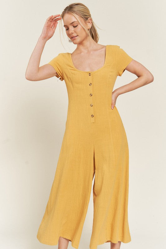 Linen Button Down Jumpuit - SwagglyLife Home & Fashion