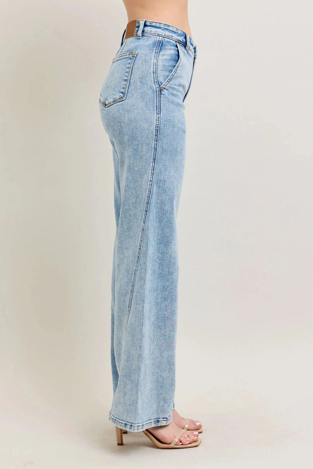Judy Blue Full Size High Waist Wide Leg Jeans with Skewed Inseam Plus Size in - photo