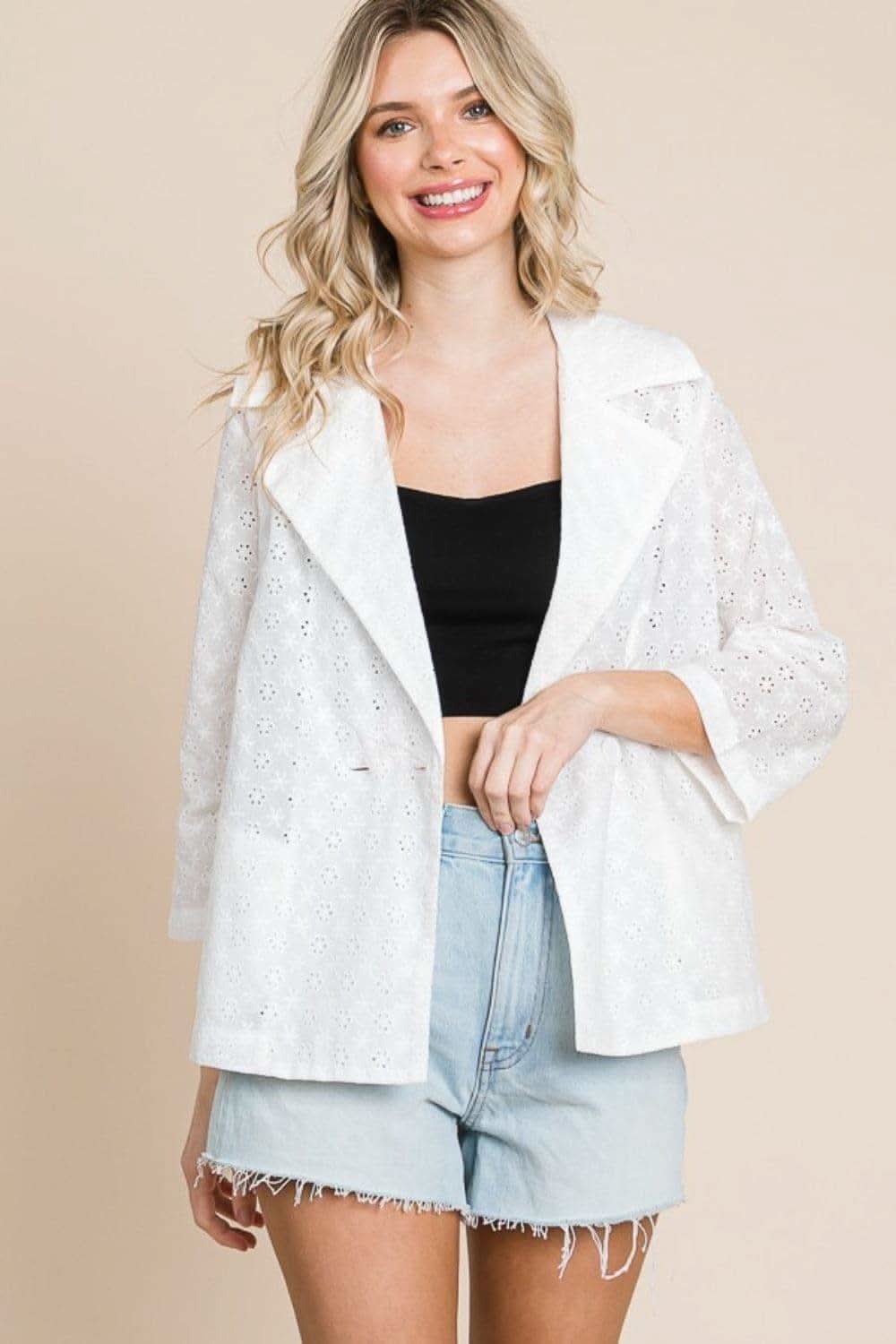 Culture Code Double Breasted Eyelet Jacket with Pockets in - Jackets photo