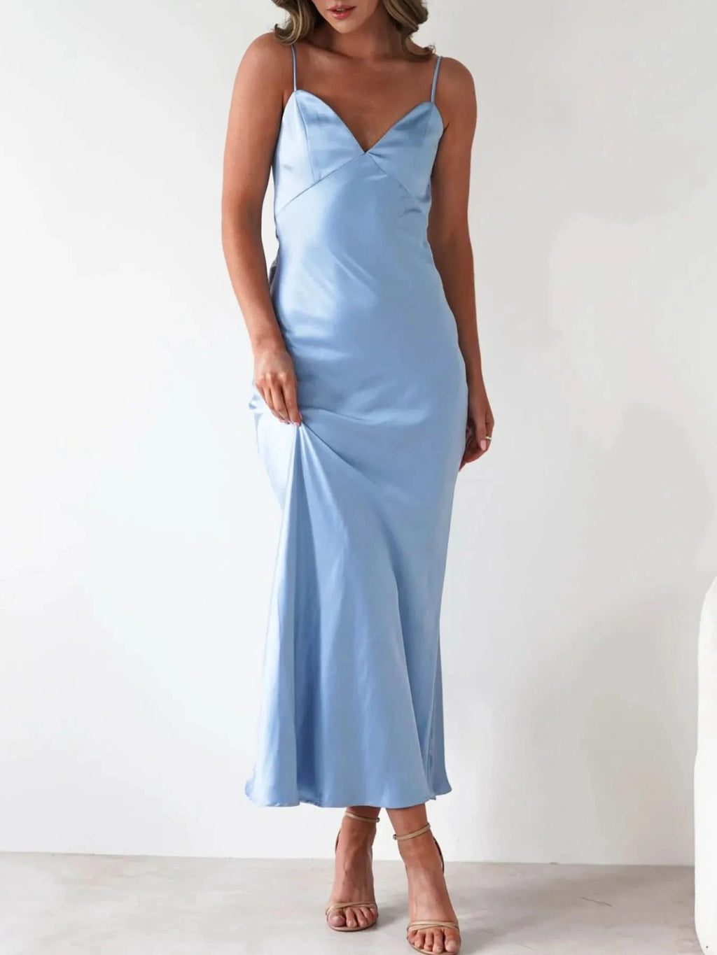 Satin Backless Cami Dress in - photo