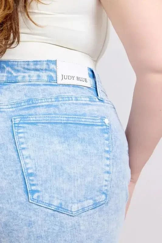 Judy Blue Plus Size Mid Rise Garment Dyed Denim Shorts in - photo