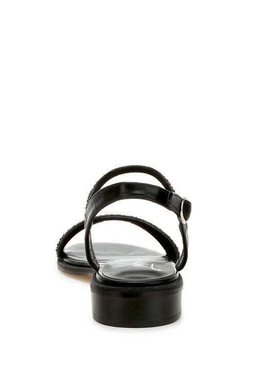 Nobbity Rhinestone Pearl Detail Flat Sandals - SwagglyLife Home & Fashion