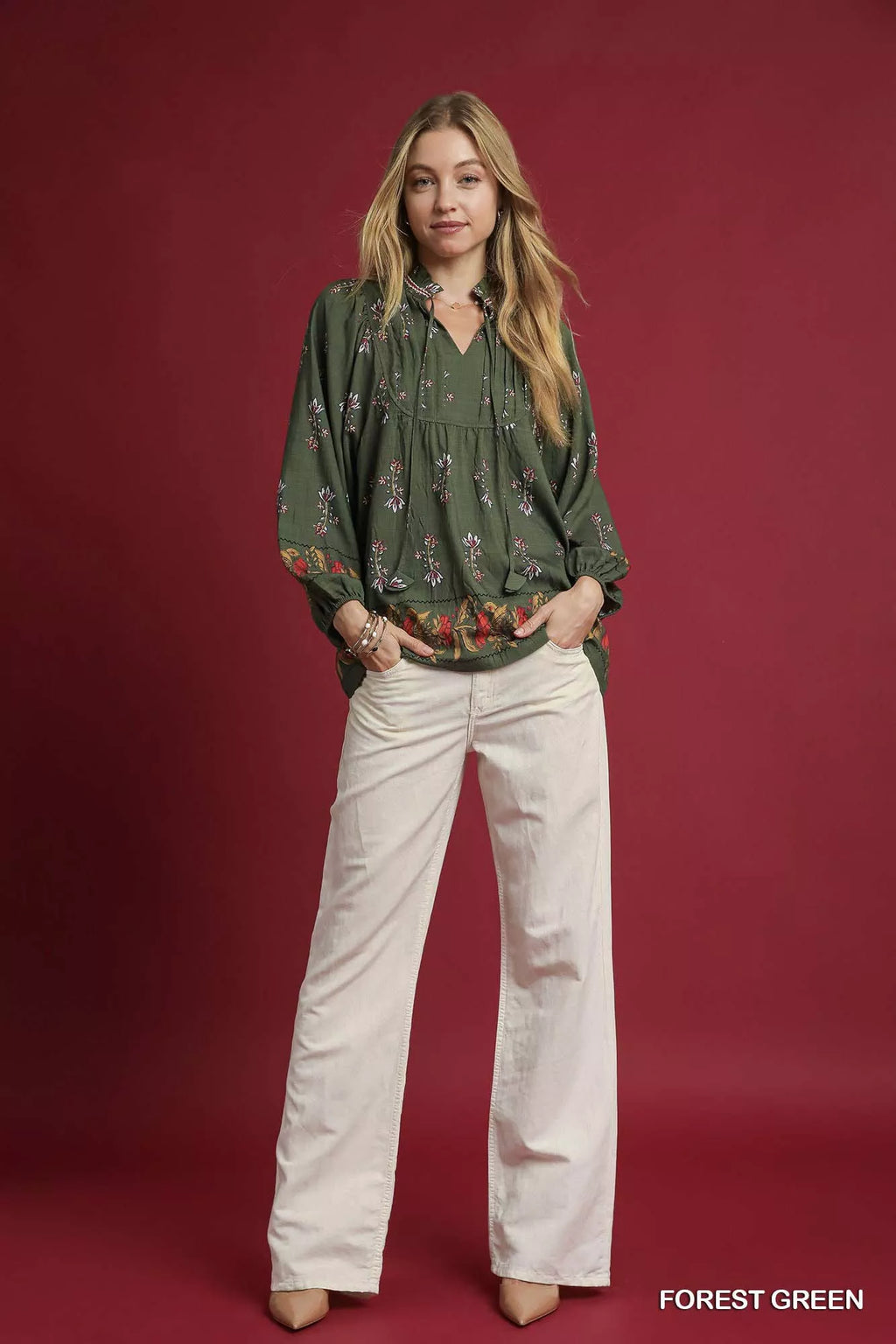 Umgee Floral Boho Peasant Blouse in - photo