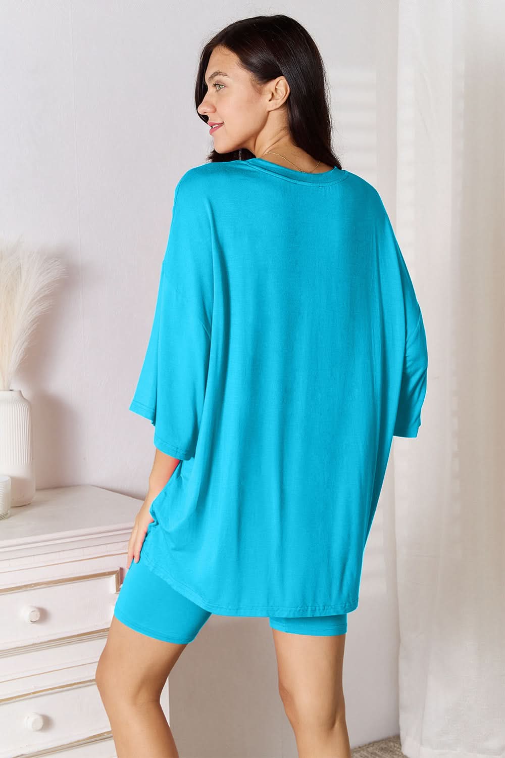 Basic Bae Full Size Soft Rayon Three-Quarter Sleeve Top and Shorts Set in - Sets photo