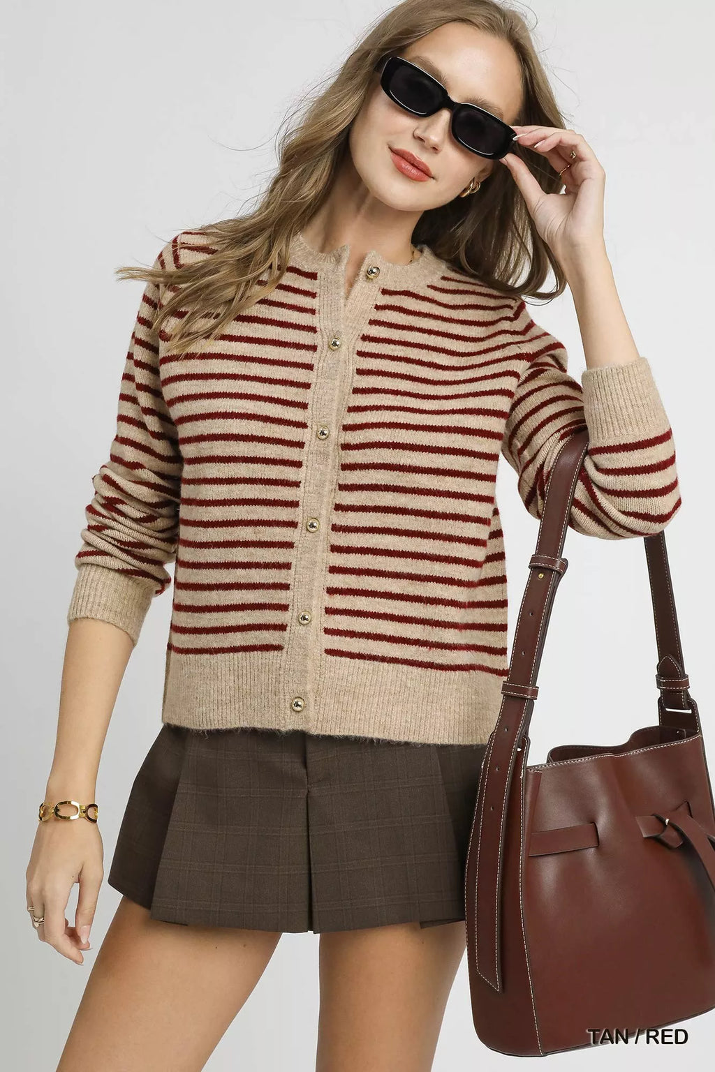 Umgee Striped Button-Up Knit Cardigan in - photo