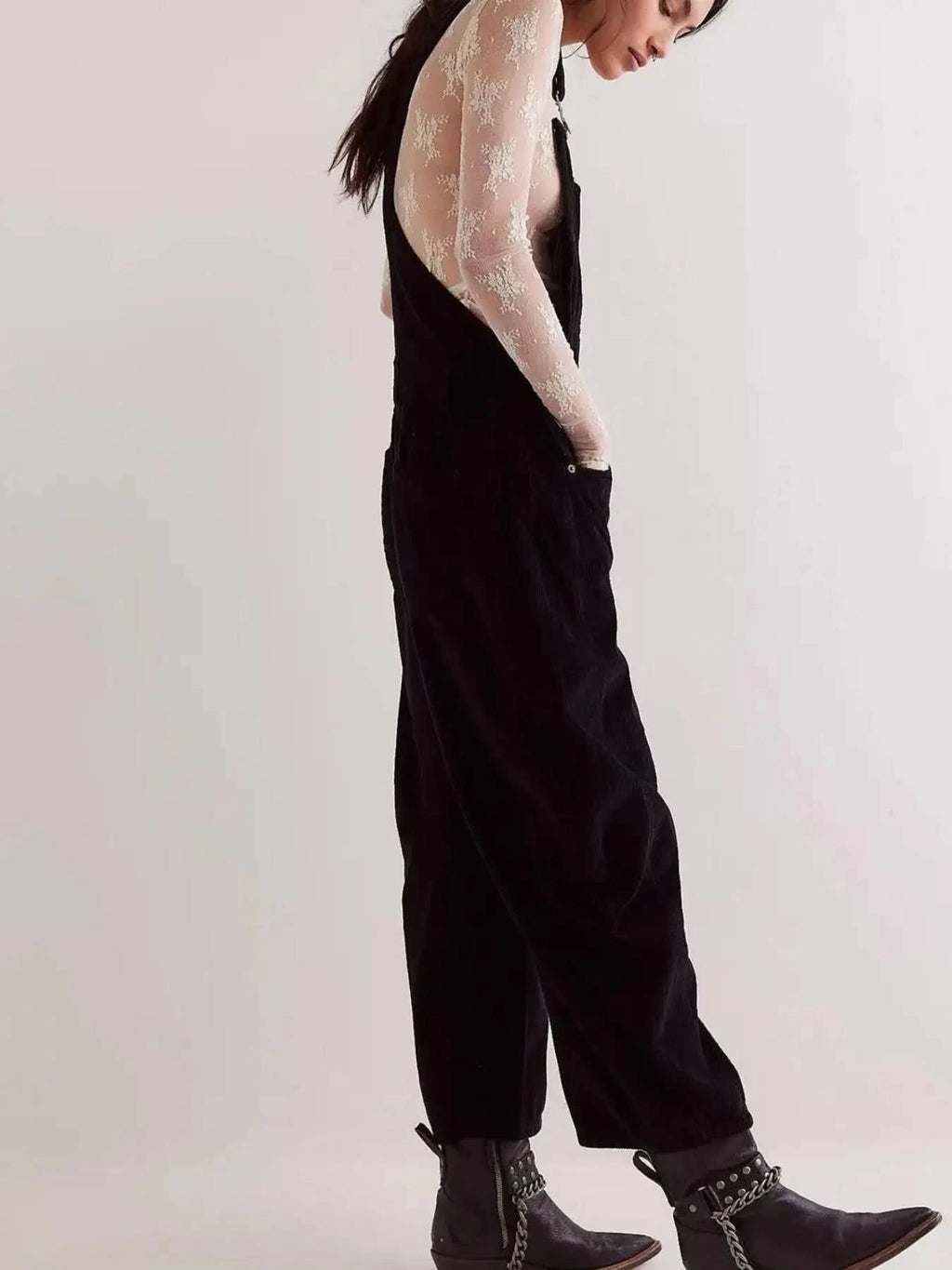 Corduroy Wide-Leg Overall with Adjustable Straps in - photo