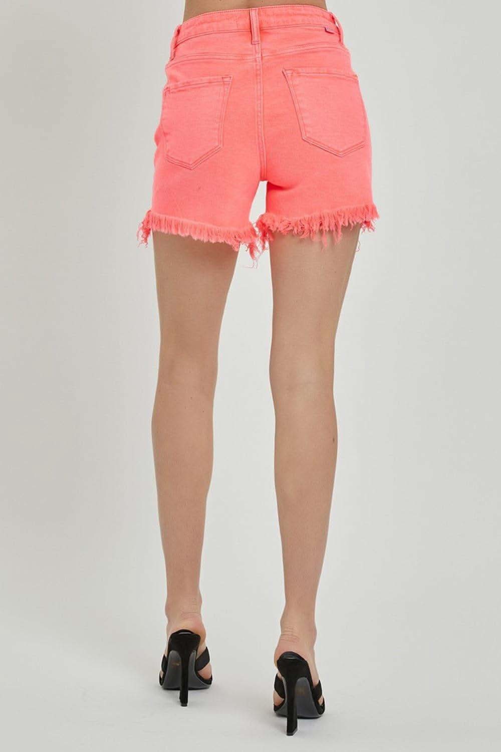 RISEN Raw Hem Asymmetrical Waist Denim Shorts in - photo
