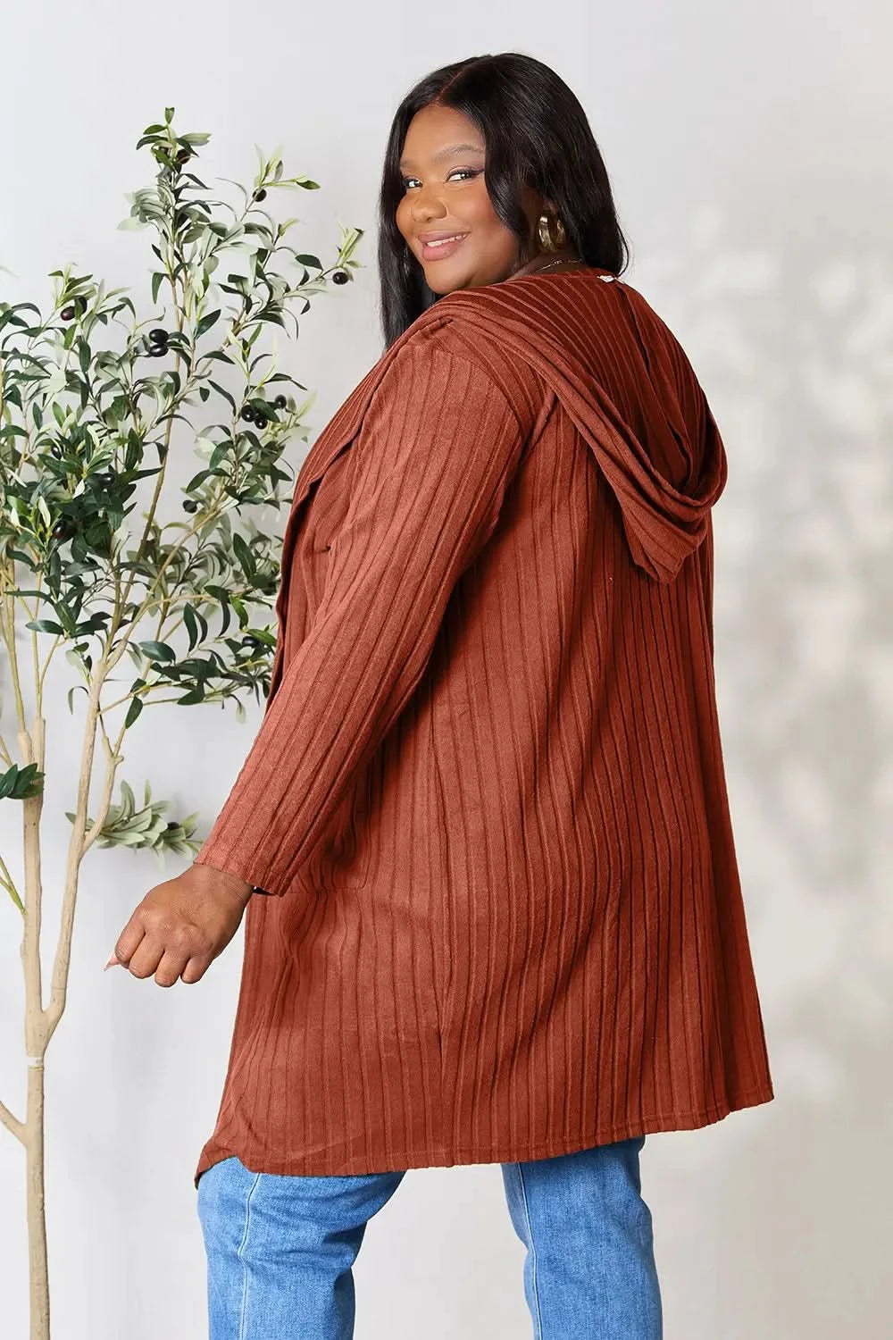 Basic Bae Full Size Hooded Sweater Cardigan in - photo