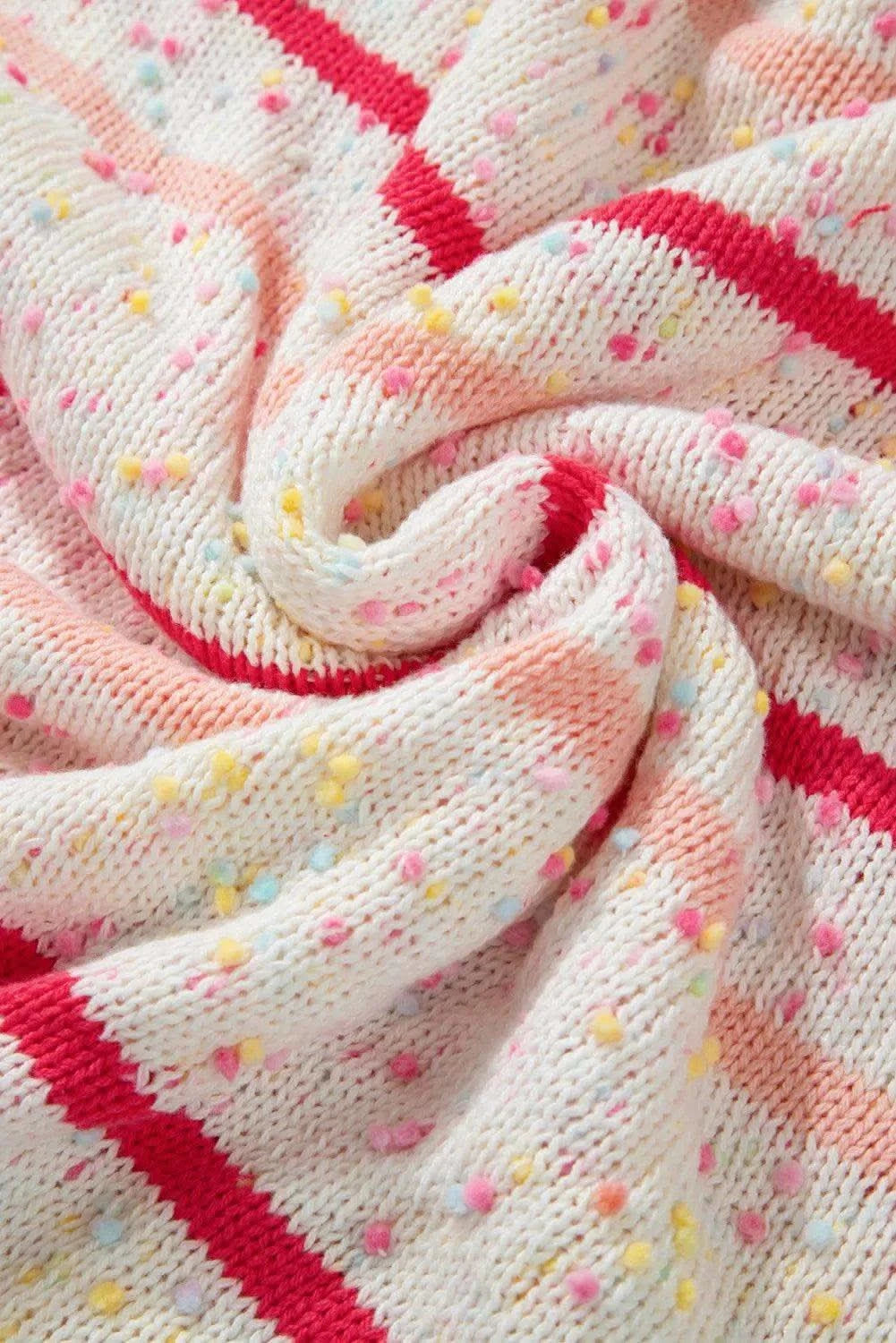 Plus Size Confetti Striped Round Neck Sweater - SwagglyLife Home & Fashion