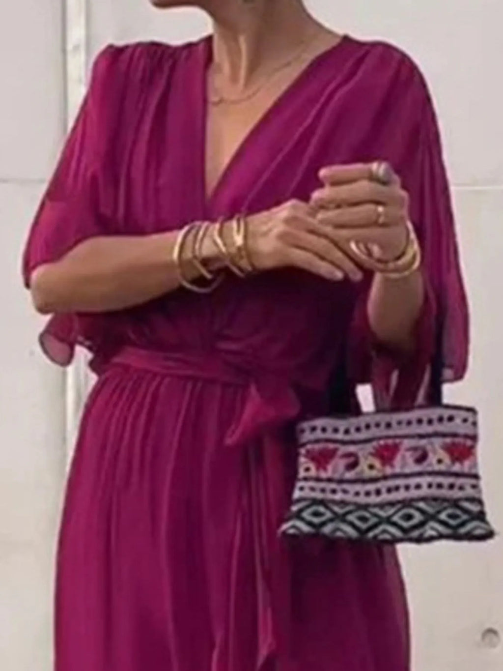 Flowy Tie Front Midi Dress with Flutter Sleeves in - photo