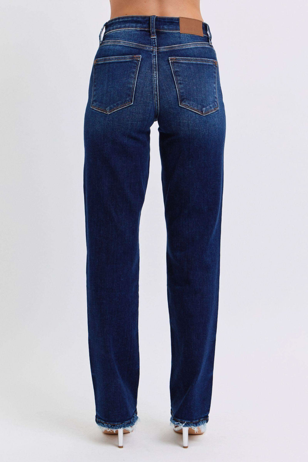 Judy Blue Full Size Raw Hem Straight Leg Jeans in - Jeans photo