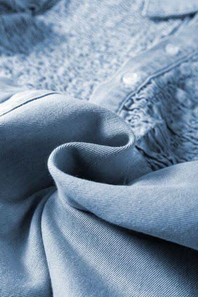 Smocked Collared Neck Cap Sleeve Denim Dress - SwagglyLife Home & Fashion