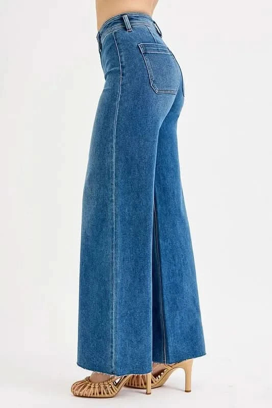 RISEN High-Waisted Wide Leg Jeans in - photo