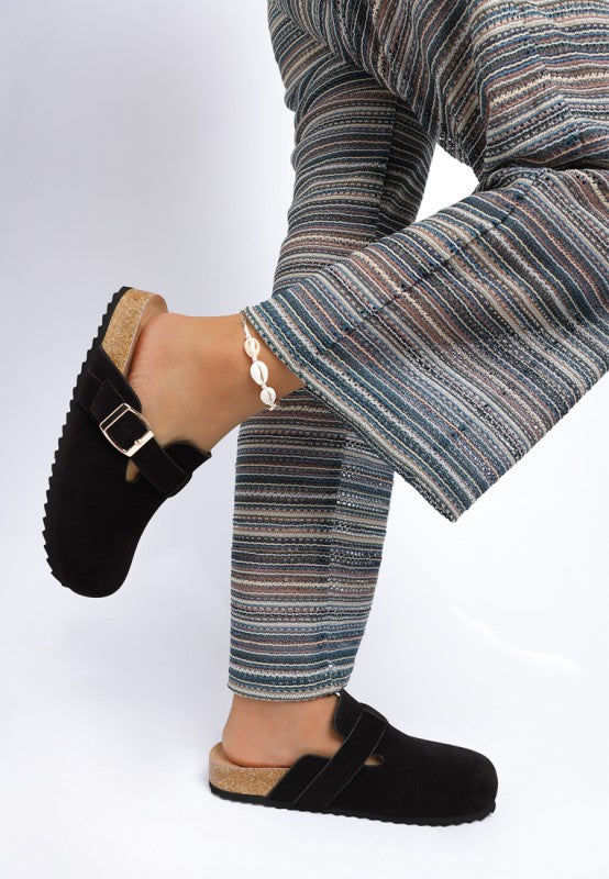 Ratiha Buckle Accent Slip-On Footbed Mules in - photo