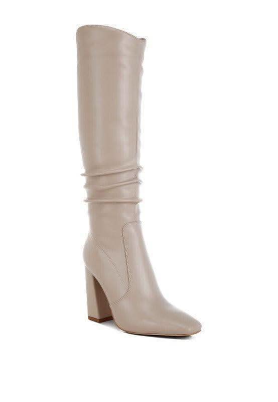 Rag Co Yanir Slouchy Shaft Knee-High Boots in Beige - photo
