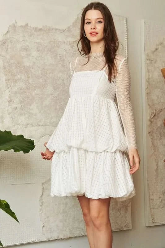 Davi & Dani Checker Print Side Pockets Textured Mini Dress in - photo