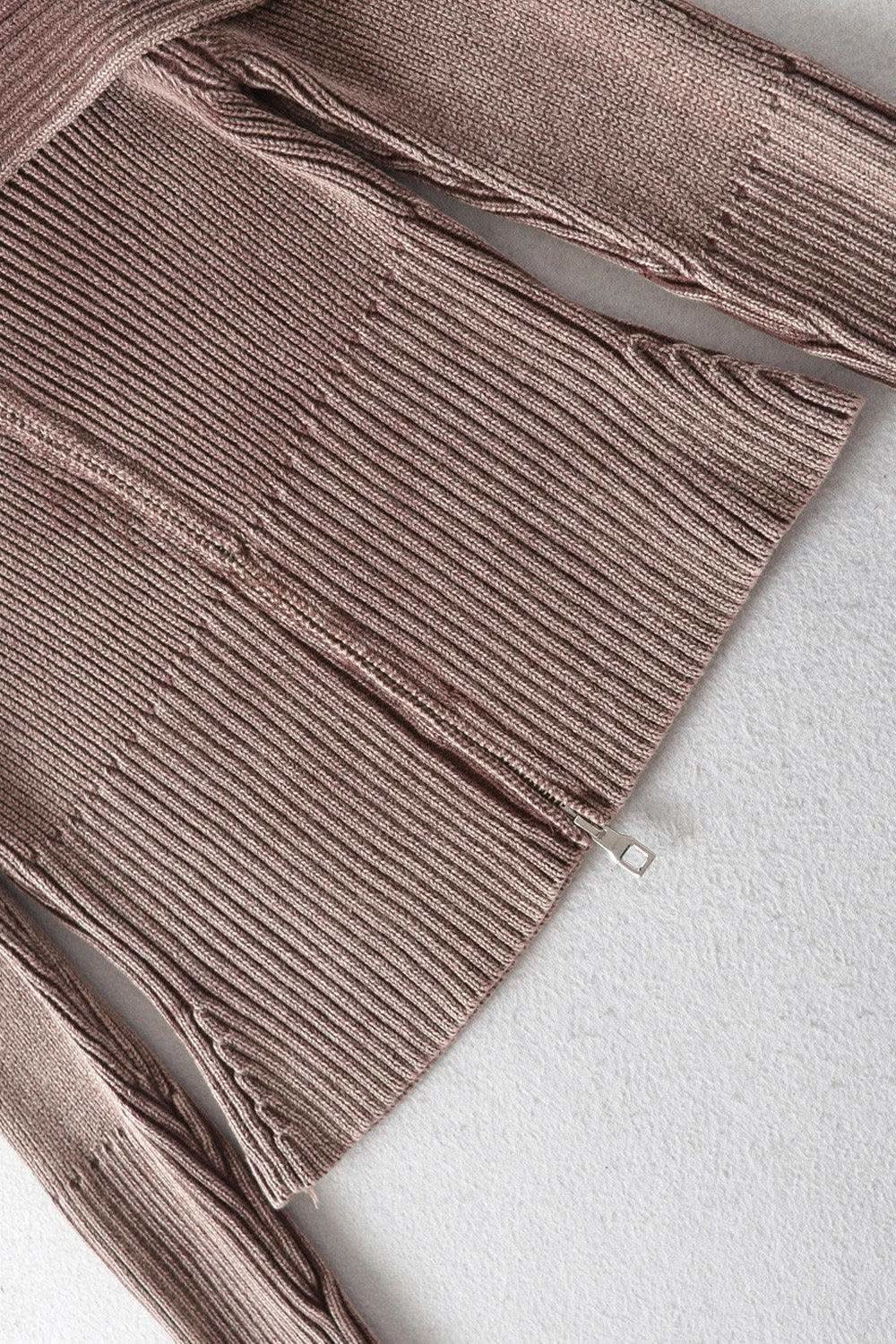 Double Take Ribbed Off-Shoulder Zip Up Long Sleeve Cardigan in - photo