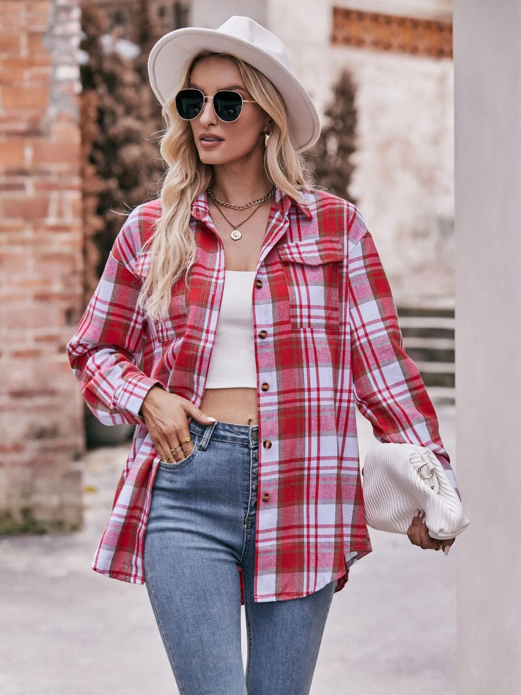 Plaid Button-Down Long Sleeve Shirt in - photo