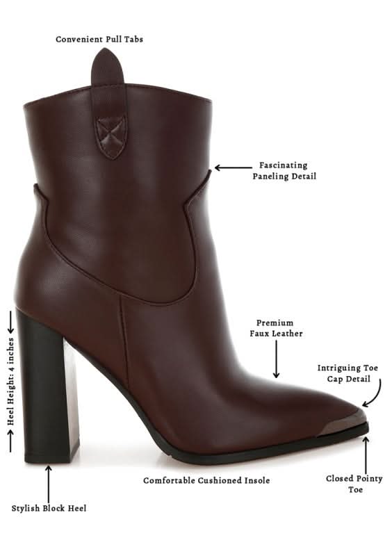 Hatter Pointed Toe Faux Leather Boots in - photo