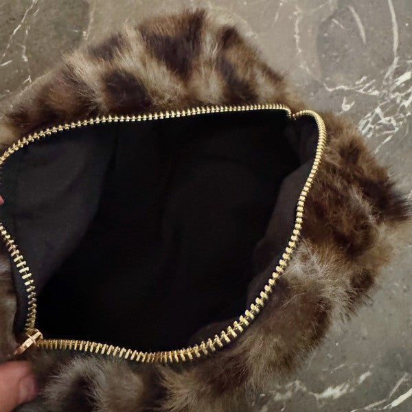 Furly Leopard Cosmetic Case – Stylish and Soft Structured - SwagglyLife Home & Fashion