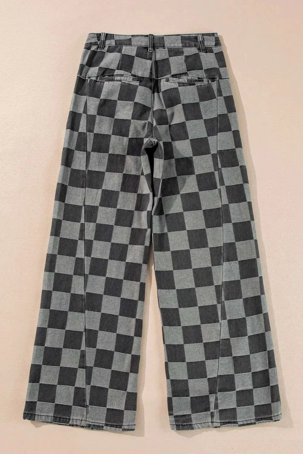 Checkered Wide Leg Jeans with Pockets in - photo