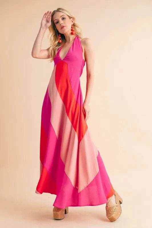 Aemi+Co Color Block Sleeveless Maxi Dress - SwagglyLife Home & Fashion