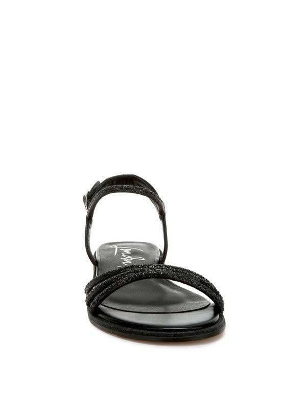 Nobbity Rhinestone Pearl Detail Flat Sandals - SwagglyLife Home & Fashion