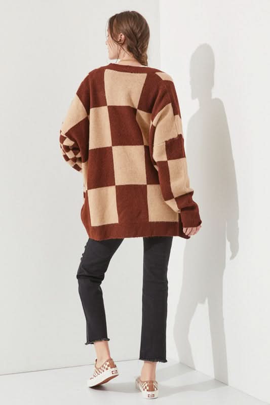 Checkered Oversized Sweater in - photo