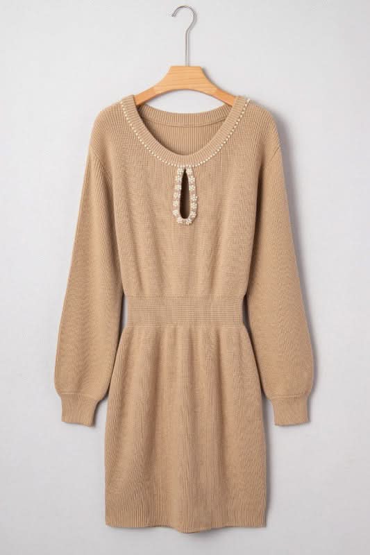Zariah Embellished Keyhole Ribbed Sweater in - photo