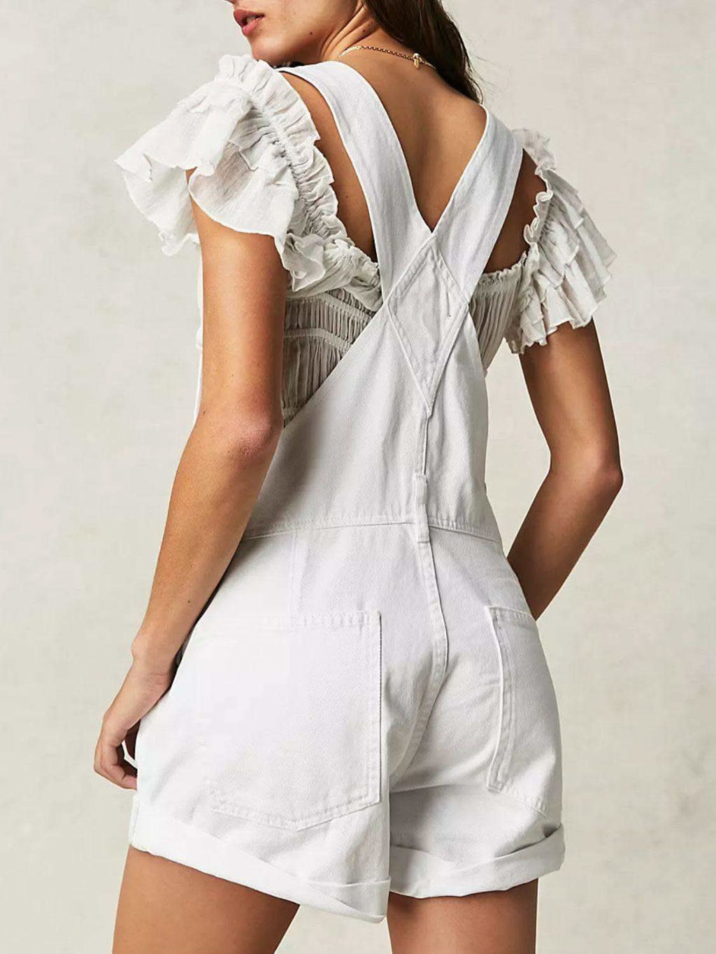 Wide Strap Square Neck Denim Overalls - SwagglyLife Home & Fashion