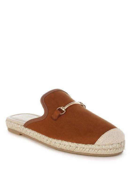 Nazaya Horsebit Detail Espadrilles Mules in Brown - photo
