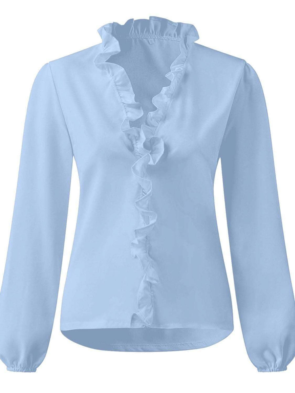 Andrea Full Size Ruffled V-Neck Long Sleeve Blouse - SwagglyLife Home & Fashion