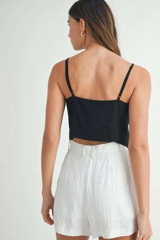 MABLE Linen Mix Button Down Tank Top - SwagglyLife Home & Fashion