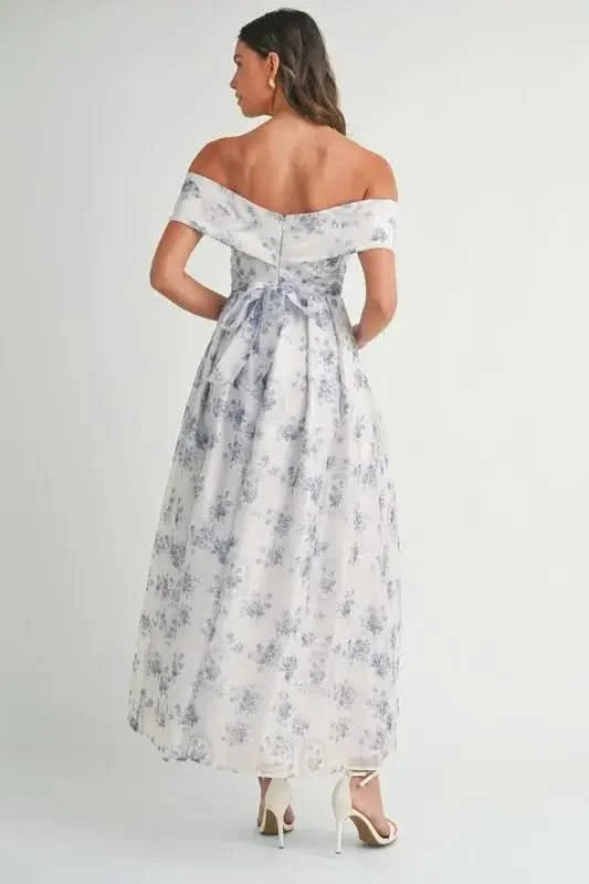 MABLE Floral Printed Off Shoulder Maxi Dress in - photo