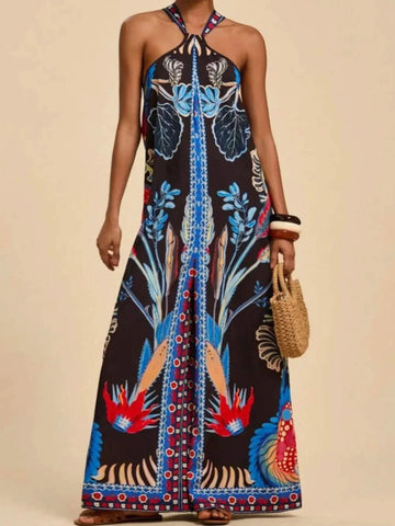 Printed Halter Wide-Leg Jumpsuit - SwagglyLife Home & Fashion Printed Halter Wide-Leg Jumpsuit - SwagglyLife Home & Fashion