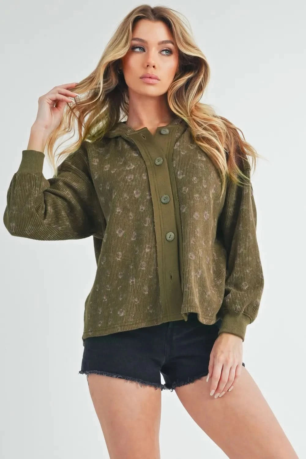Aemi + Co Floral Button Up Hooded Jacket in - photo
